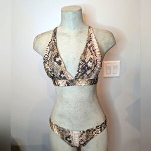 NWT Snake print bikini by Zaful, mm Woman's sz Small. Halter top & bottom